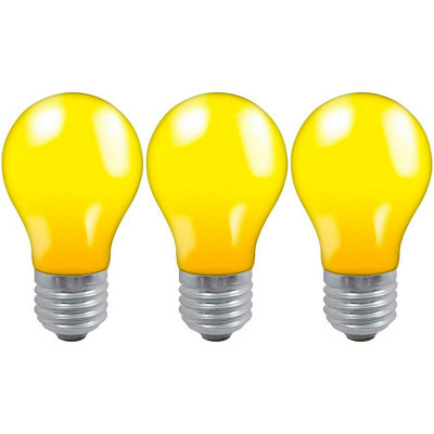 Crompton Lamps 25W GLS E27 Dimmable Colourglazed IP65 Yellow (3 Pack)