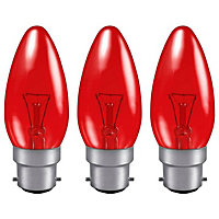 Crompton Lamps 40W Candle B22 Dimmable Fireglow Red (3 Pack)