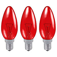 Crompton Lamps 40W Candle E14 Dimmable Fireglow Red (3 Pack)