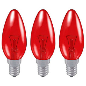 Crompton Lamps 40W Candle E14 Dimmable Fireglow Red (3 Pack)