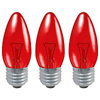 Crompton Lamps 40W Candle E27 Dimmable Fireglow Red (3 Pack)