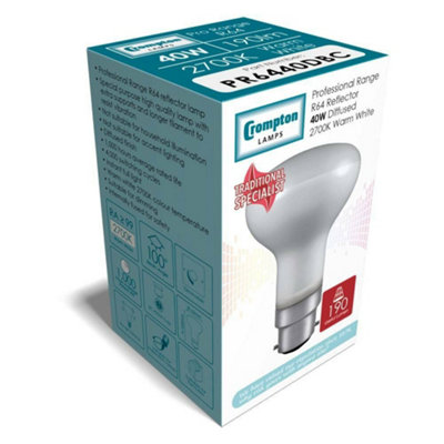 Crompton Lamps 40W R63/R64 Reflector B22 Dimmable Warm White Diffused (3 Pack)