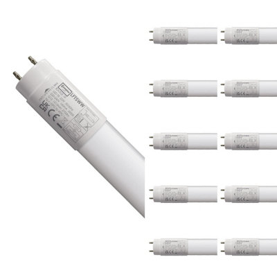 Crompton Lamps 5ft LED T8 Tube 22W (58W Equivalent) 3000K Warm White (10 Pack) Replacement Fluorescent Light Tubes