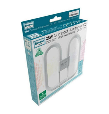 Crompton Lamps CFL 2D 28W 4-Pin Dimmable Warm White Frosted