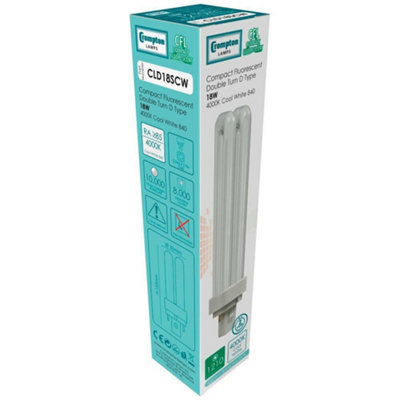 Crompton Lamps CFL PLC 18W 2 Pin Double Turn Cool White Frosted D