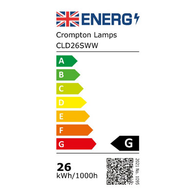 Crompton Lamps CFL PLC 26W 2-Pin Double Turn Warm White Frosted D-Type