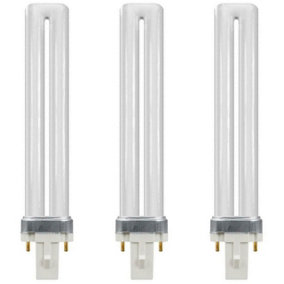 Crompton Lamps CFL PLS 9W 2-Pin Single Turn White Frosted S-Type (3 Pack)