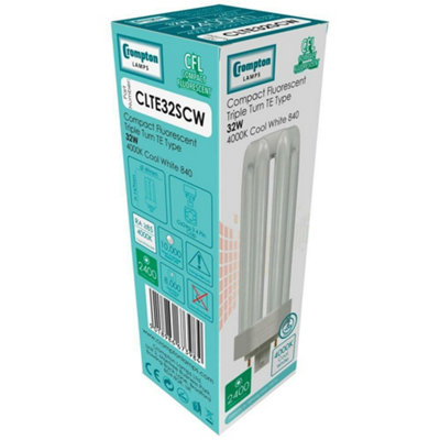 Crompton Lamps CFL PLT-E 32W 4-Pin Triple Turn Cool White Frosted TE-Type