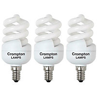 Crompton Lamps CFL T2 Mini Helix Spiral 11W E14 Warm White Frosted (3 Pack)