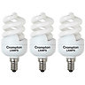 Crompton Lamps CFL T2 Mini Helix Spiral 11W E14 Warm White Frosted (3 Pack)