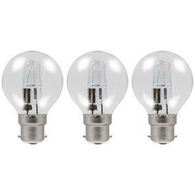Crompton Lamps Halogen Golfball 18W B22 Dimmable Warm White Clear Energy Saver (3 Pack)