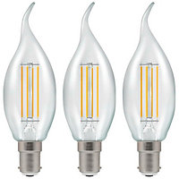 Crompton Lamps LED Bent Tip Candle 5W B15 Dimmable Filament Warm White Clear (40W Eqv) (3 Pack)