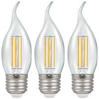 Crompton Lamps LED Bent Tip Candle 5W E27 Dimmable Filament Warm White Clear (40W Eqv) (3 Pack)