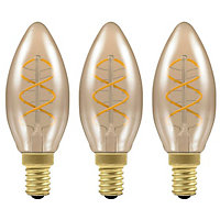Crompton Lamps LED Candle 3W E14 Dimmable Spiral Filament Extra Warm White Antique Bronze (15W Eqv) (3 Pack)