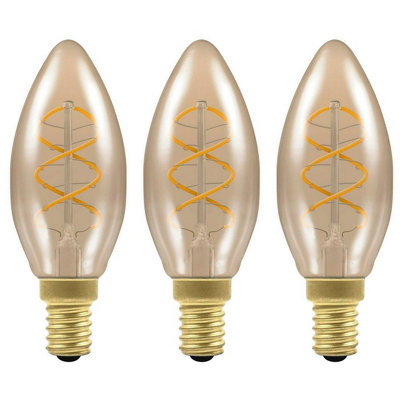 Crompton Lamps LED Candle 3W E14 Dimmable Spiral Filament Extra Warm White Antique Bronze (15W Eqv) (3 Pack)