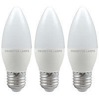 Crompton Lamps LED Candle 4.8W E27 Warm White Opal (40W Eqv) (3 Pack)