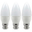 Crompton Lamps LED Candle 4.9W B22 Cool White Opal (40W Eqv) (3 Pack)