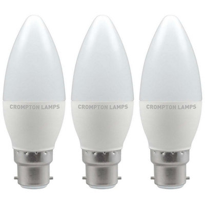 Crompton Lamps LED Candle 4.9W B22 Daylight Opal (40W Eqv) (3 Pack)