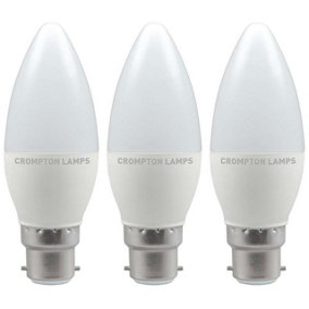 Crompton Lamps LED Candle 4.9W B22 Daylight Opal (40W Eqv) (3 Pack)