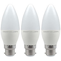 Crompton Lamps LED Candle 4.9W B22 Warm White Opal (40W Eqv) (3 Pack)