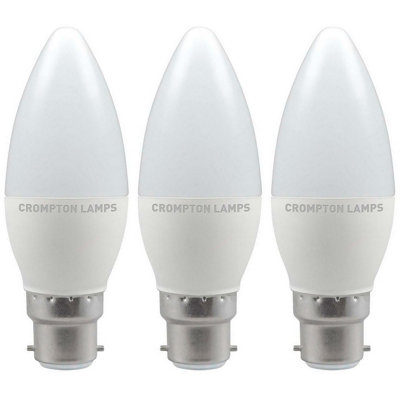 Crompton Lamps LED Candle 4.9W B22 Warm White Opal (40W Eqv) (3 Pack)