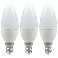 Crompton Lamps LED Candle 4.9W E14 Daylight Opal (40W Eqv) (3 Pack)