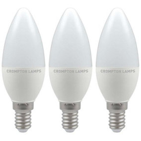 Crompton Lamps LED Candle 4.9W E14 Daylight Opal (40W Eqv) (3 Pack)