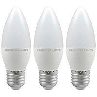 Crompton Lamps LED Candle 4.9W E27 Cool White Opal (40W Eqv) (3 Pack)