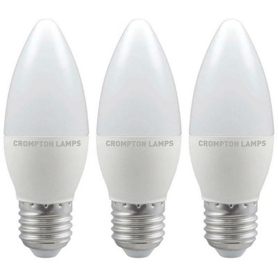 Crompton Lamps LED Candle 4.9W E27 Cool White Opal (40W Eqv) (3 Pack)