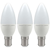 Crompton Lamps LED Candle 5.5W B15 Warm White Opal (40W Eqv) (3 Pack)