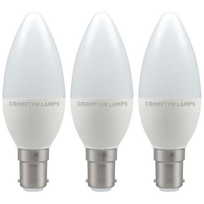 Crompton Lamps LED Candle 5.5W B15 Warm White Opal (40W Eqv) (3 Pack)