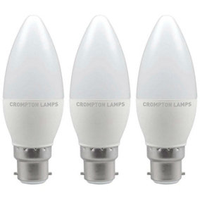 Crompton Lamps LED Candle 5.5W B22 Cool White Opal (40W Eqv) (3 Pack)