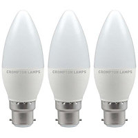 Crompton Lamps LED Candle 5.5W B22 Daylight Opal (40W Eqv) (3 Pack)