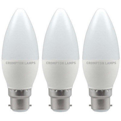 Crompton Lamps LED Candle 5.5W B22 Dimmable Daylight Opal (40W Eqv) (3 Pack)