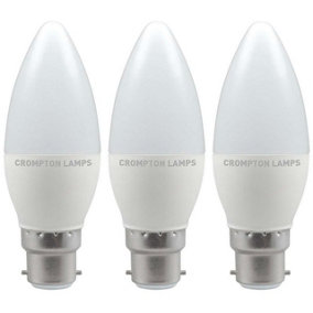Crompton Lamps LED Candle 5.5W B22 Dimmable Daylight Opal (40W Eqv) (3 Pack)