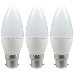 Crompton Lamps LED Candle 5.5W B22 Warm White Opal (40W Eqv) (3 Pack)