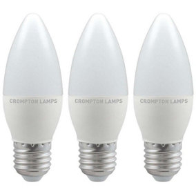 Crompton Lamps LED Candle 5.5W E27 Warm White Opal (40W Eqv) (3 Pack)