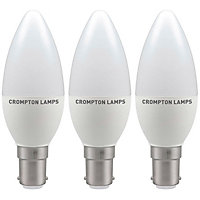 Crompton Lamps LED Candle 5W B15 Dimmable Warm White Opal (40W Eqv) (3 Pack)