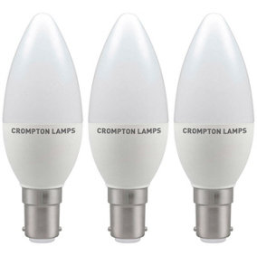 Crompton Lamps LED Candle 5W B15 Dimmable Warm White Opal (40W Eqv) (3 Pack)