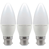 Crompton Lamps LED Candle 5W B22 Dimmable Cool White Opal (40W Eqv) (3 Pack)
