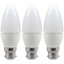 Crompton Lamps LED Candle 5W B22 Dimmable Cool White Opal (40W Eqv) (3 Pack)