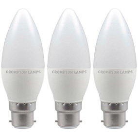 Crompton Lamps LED Candle 5W B22 Dimmable Daylight Opal (40W Eqv) (3 Pack)