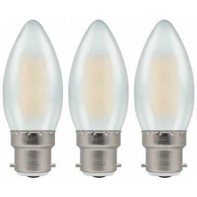 Crompton Lamps LED Candle 5W B22 Dimmable Filament Pearl Warm White (40W Eqv) (3 Pack)