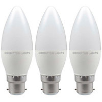 Crompton Lamps LED Candle 5W B22 Dimmable Warm White Opal (40W Eqv) (3 Pack)