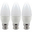 Crompton Lamps LED Candle 5W B22 Dimmable Warm White Opal (40W Eqv) (3 Pack)