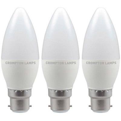 Crompton Lamps LED Candle 5W B22 Dimmable Warm White Opal (40W Eqv) (3 Pack)