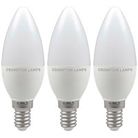 Crompton Lamps LED Candle 5W E14 Dimmable Cool White Opal (40W Eqv) (3 Pack)