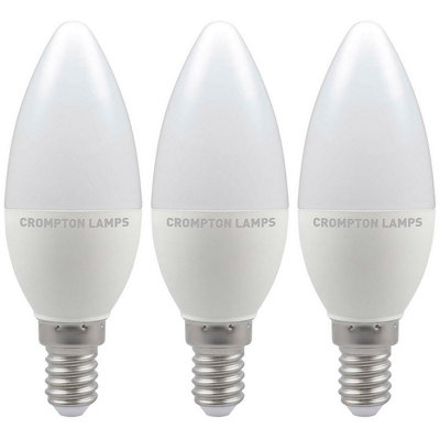 Crompton Lamps LED Candle 5W E14 Dimmable Cool White Opal (40W Eqv) (3 Pack)