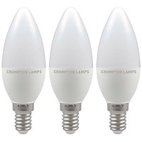 Crompton Lamps LED Candle 5W E14 Dimmable Daylight Opal (40W Eqv) (3 Pack)