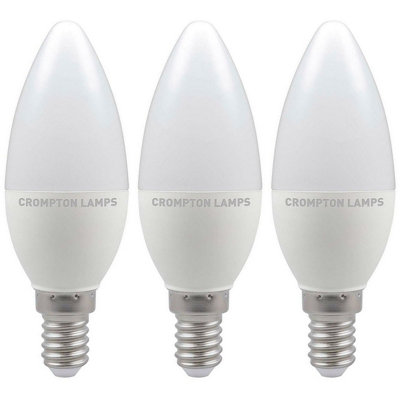 Crompton Lamps LED Candle 5W E14 Dimmable Daylight Opal (40W Eqv) (3 Pack)